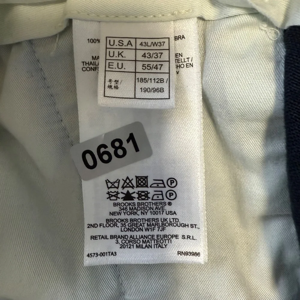 Brooks Brothers Fitzgerald Men’s 100% Linen Navy Pants Size‎ 43L/W37